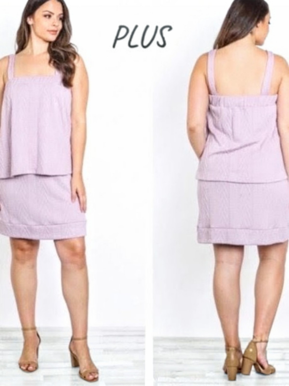 🪻NWT! Plus Size Textured Light Lavender Colored Skirt And Top Set